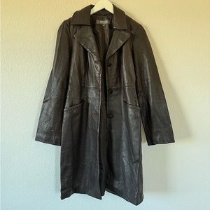 Kenneth Cole Reaction brown leather coat size M
